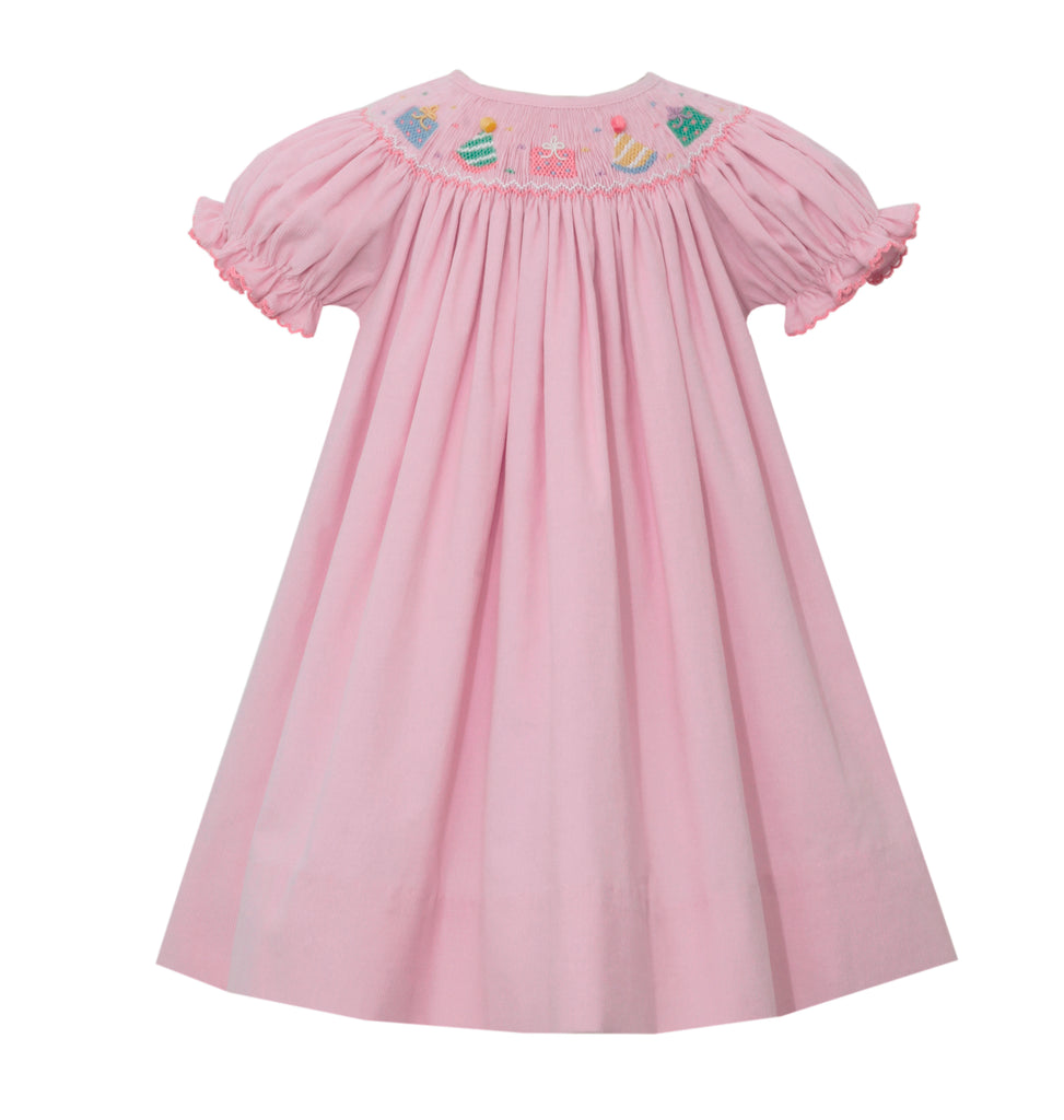 Birthday - Angel Wing Bishop Dress Pink Corduroy - George & Co.