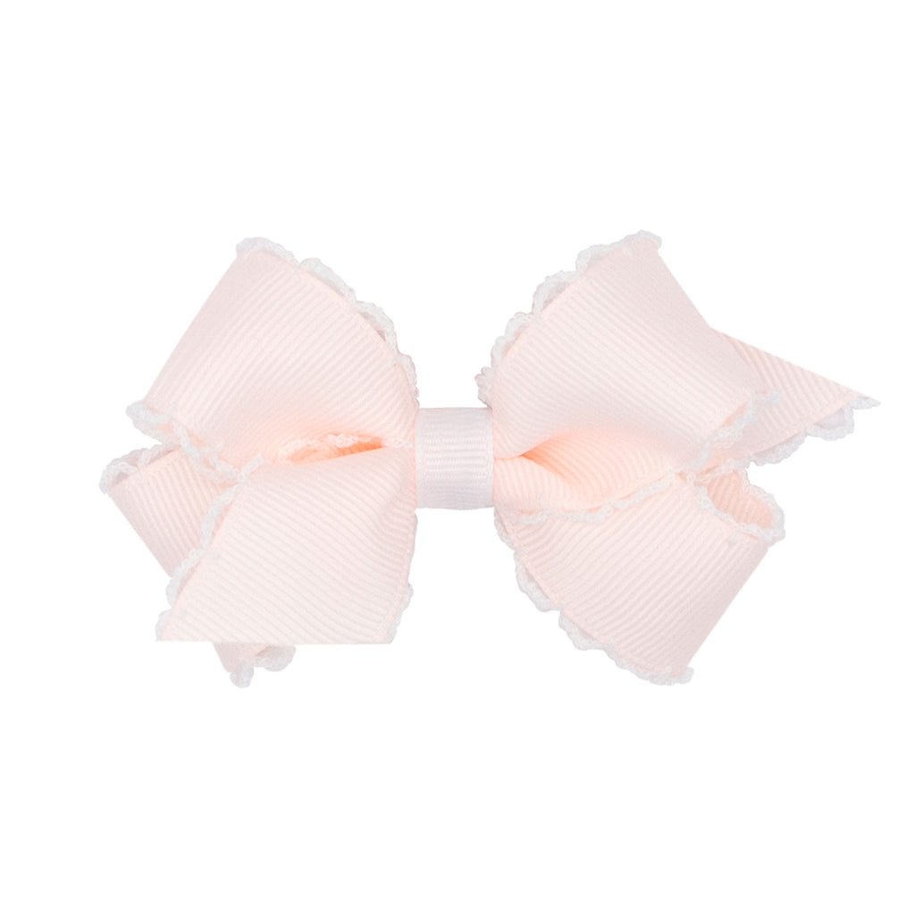 Medium moonstitch bow - Soft Pink w/ white - George & Co.