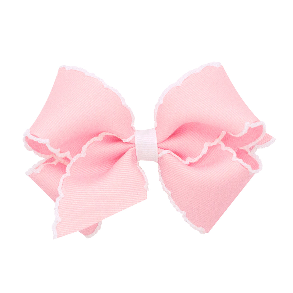 Medium moonstitch bow - Light Pink w/ White - George & Co.