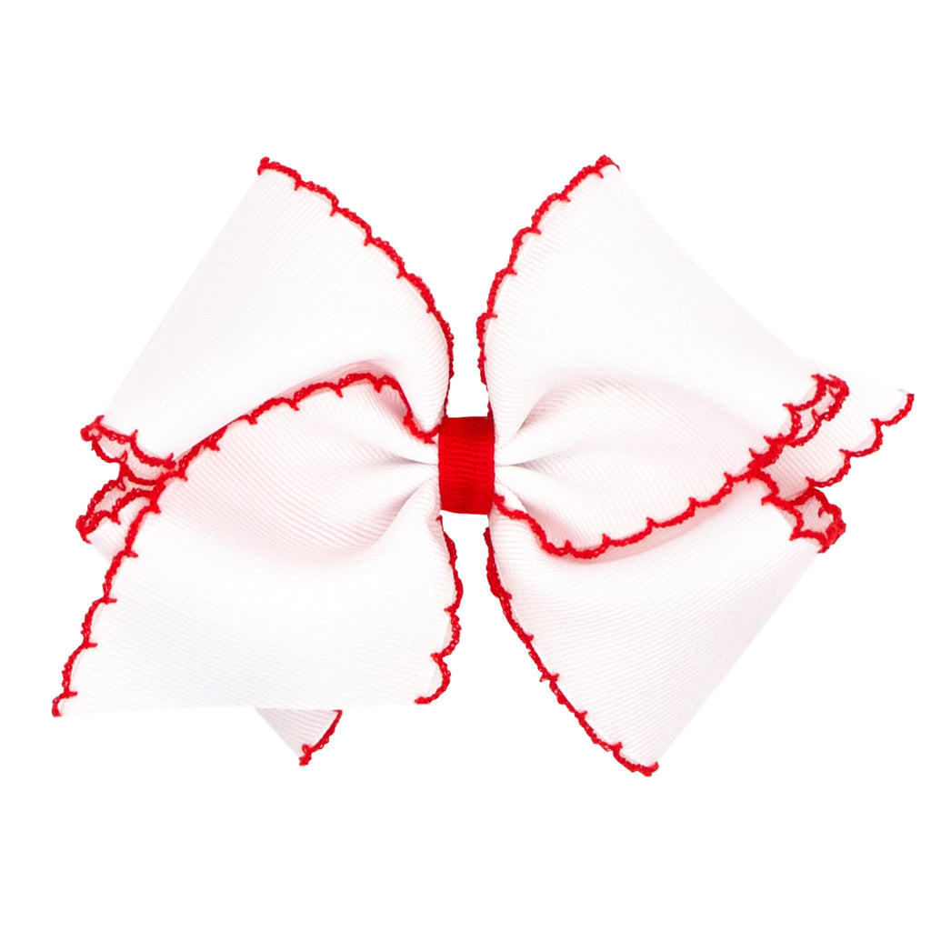 Medium moonstitch bow -  White w/ red - George & Co.