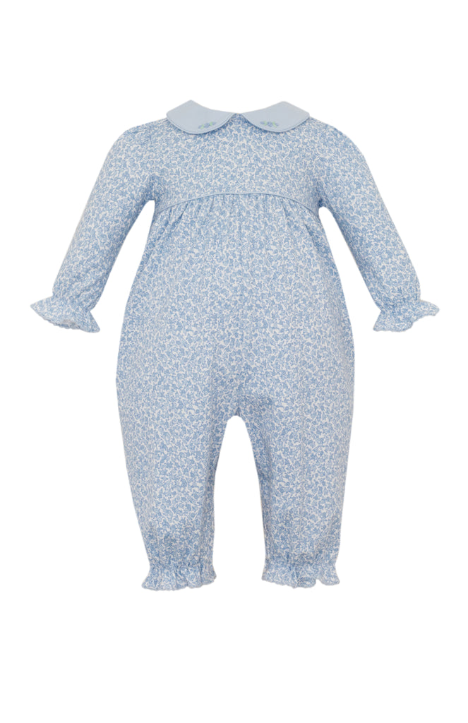 Blue Liberty Print Long Romper - Knit - George & Co.