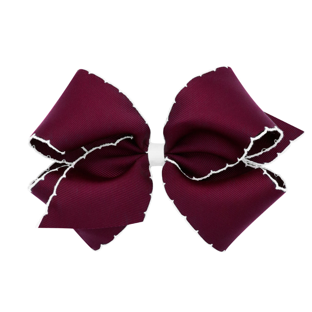 King Grosgrain Bow With Moonstitch Edge - Maroon - George & Co.