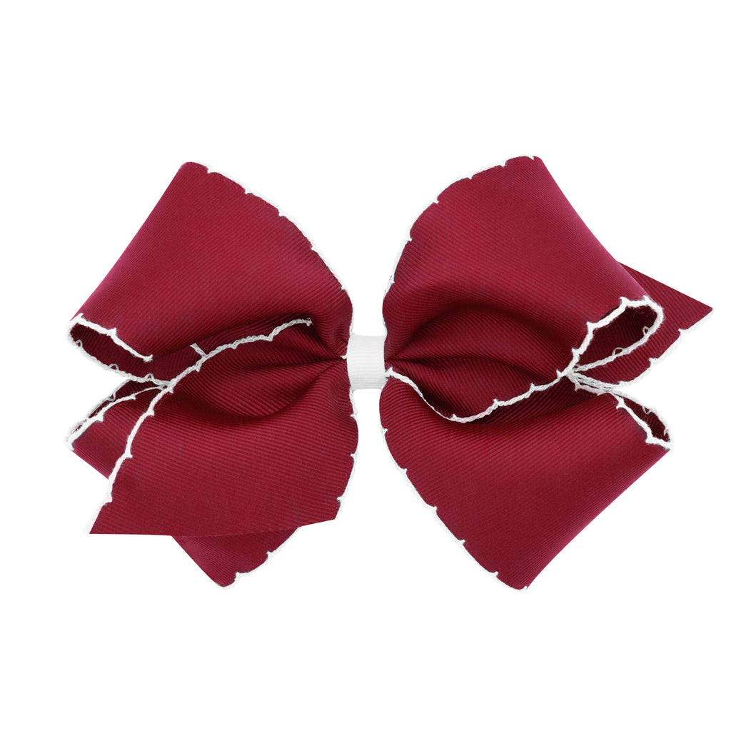 King Grosgrain Bow With Moonstitch Edge - Crimson - George & Co.