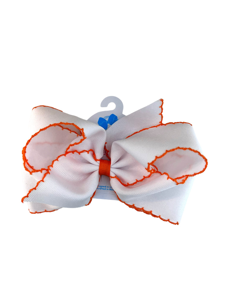 Medium moonstitch bow - White with orange - George & Co.