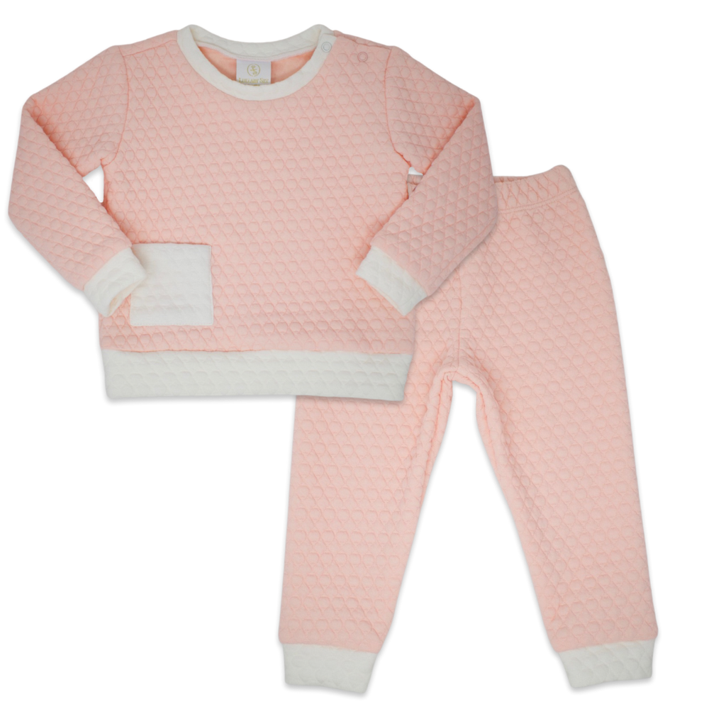 Quilted sweatsuit - pink w/ white - George & Co.