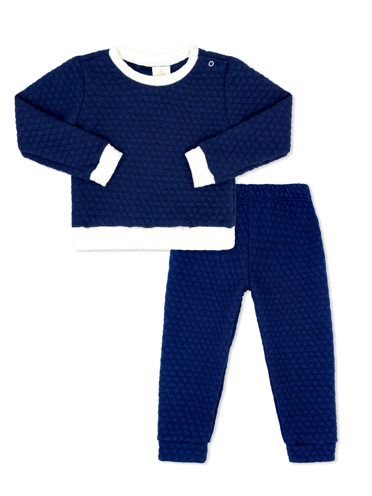 Quilted sweatsuit - Navy w/ White - George & Co.
