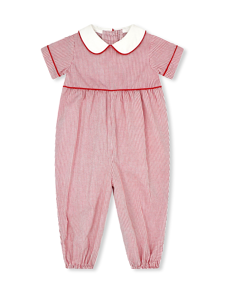 Rover Romper - Redford Red Windowpane - George & Co.