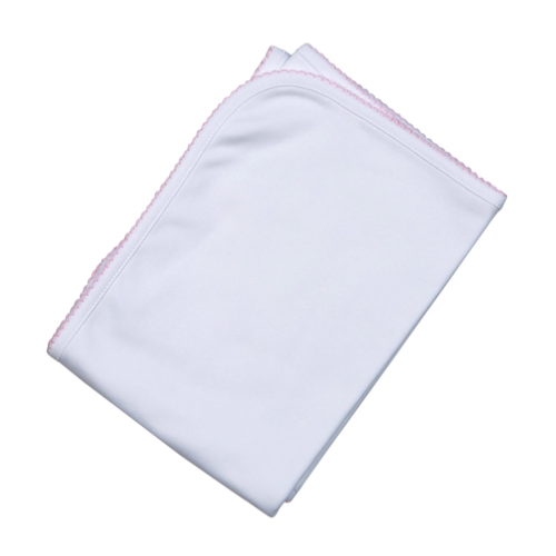 White/Pink Pima Receiving Blanket - George & Co.