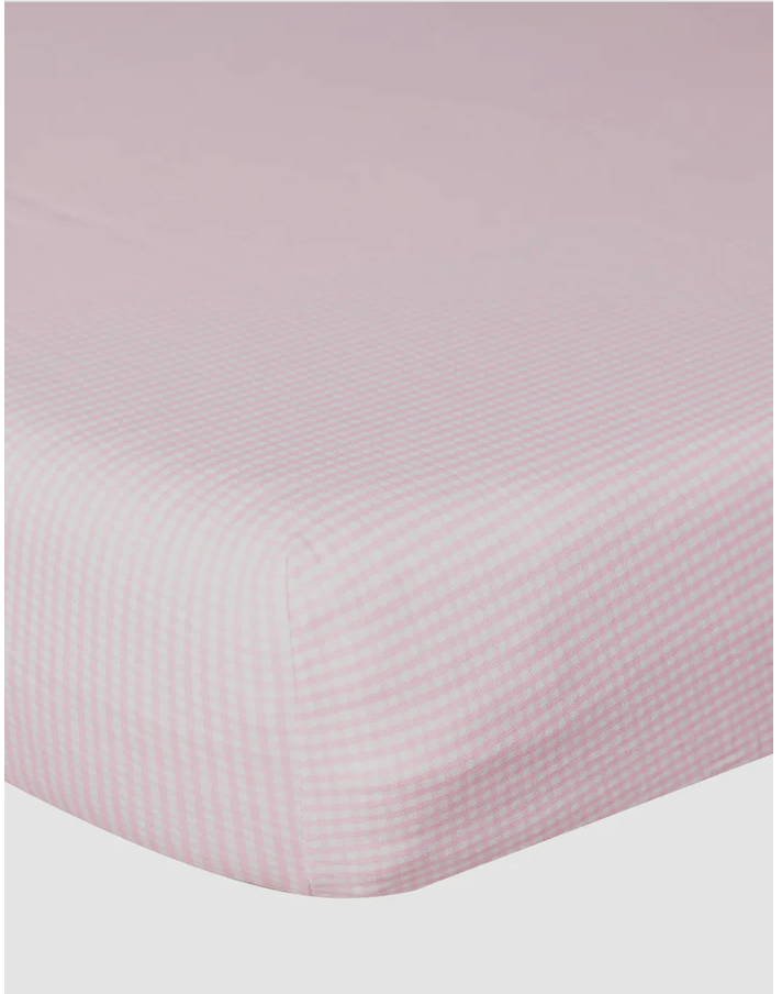 Pink Gingham Crib Sheets - George & Co.
