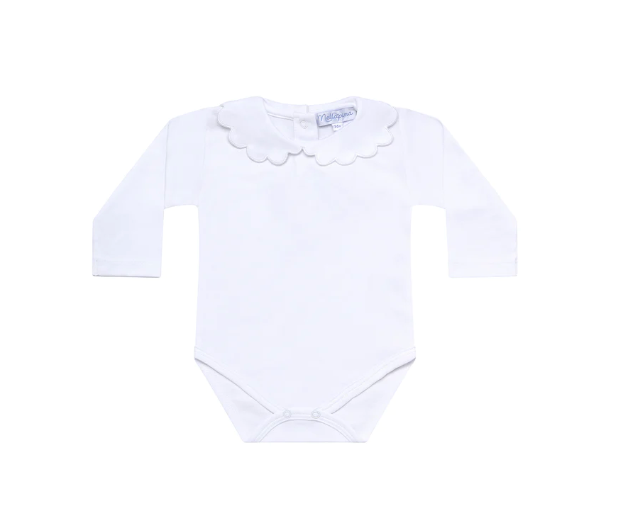 Scallop Long Sleeve Onesie - white - George & Co.