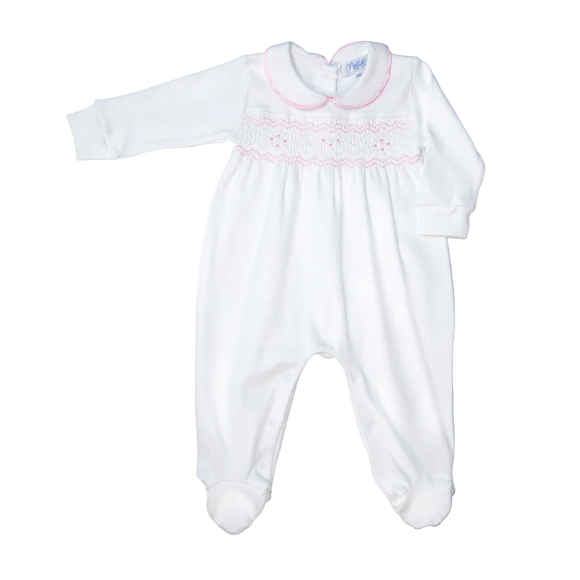 Pima smocked bodysuit - pink - George & Co.