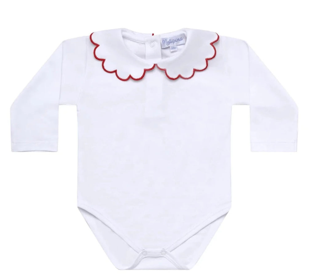 Scallop Long Sleeve Onesie - red - George & Co.