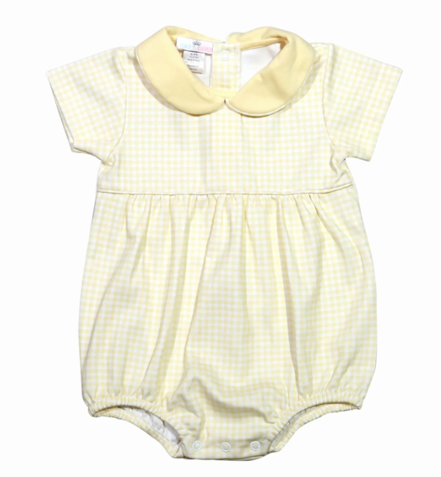 Yellow Gingham Baby Collared  Pima Bubble - George & Co.
