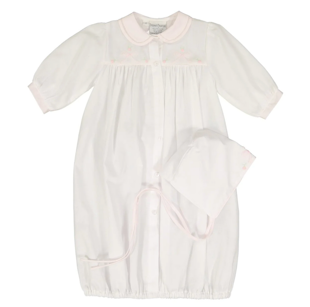 Embroidered Bow Take Me Home Gown with Hat - George & Co.