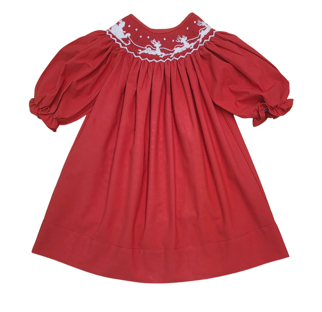 Santa Sleigh Smocked Red Dress - George & Co.