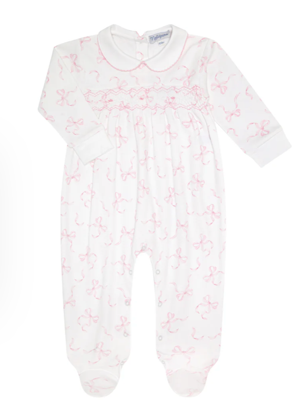 Charming Bows Print Smocked Footie - George & Co.