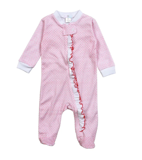 Red Diamond Print Pima Footie - George & Co.