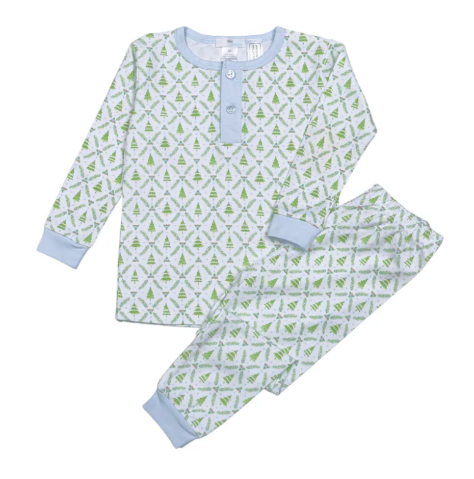 Blue Christmas Tree Pima Pajamas - George & Co.