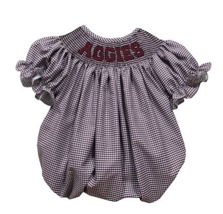 Aggies Smocked Girls Bubble (Copy) - George & Co.