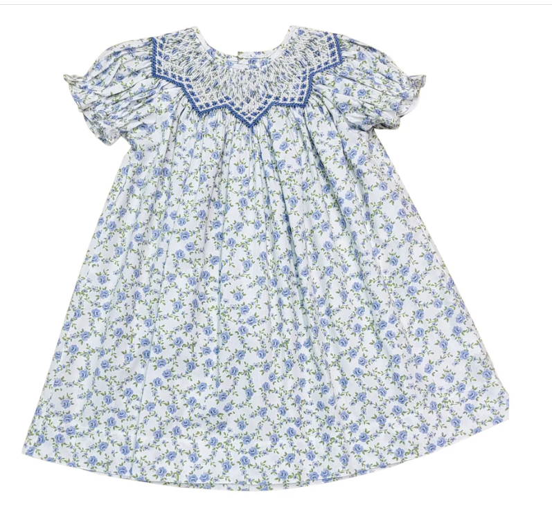 Jessica Blue Floral Smocked Dress - George & Co.