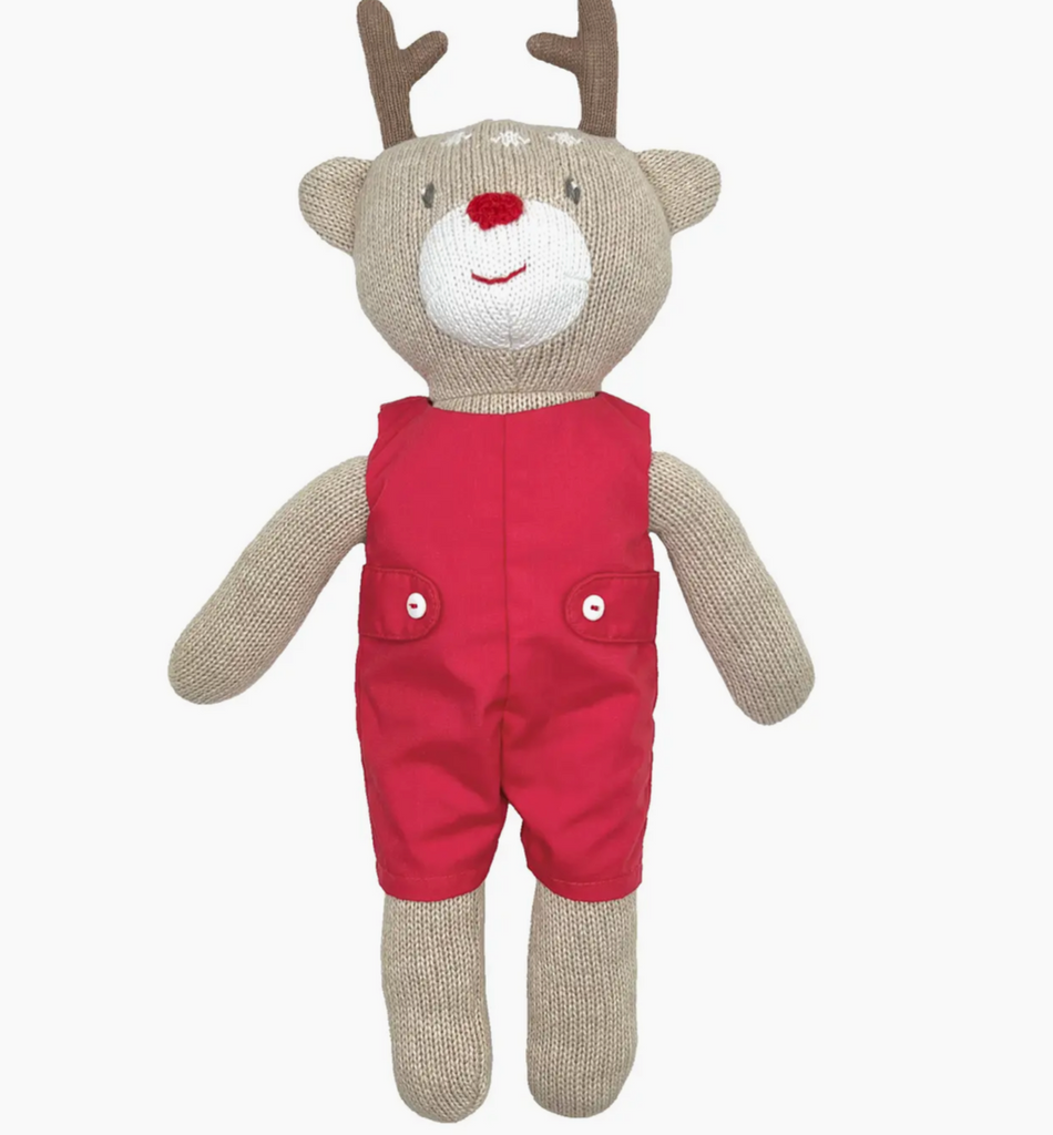 Knit Reindeer Doll with Solid Red Romper - George & Co.