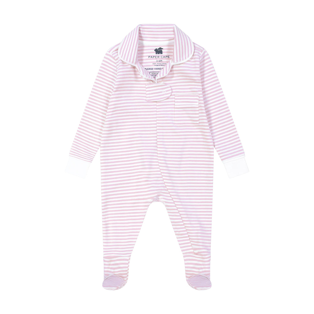 classic pajama footie - pink stripe - Made by McNamara