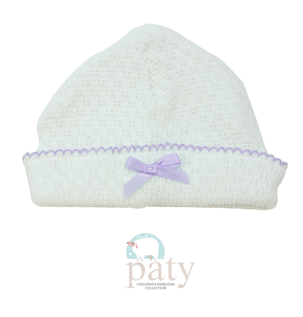 KNIT SAILOR CAP WITH BOW - LAVENDER - Made by McNamara