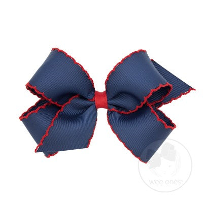 SMALL MOONSTITCH BOW - NAVY WITH RED - Made by McNamara