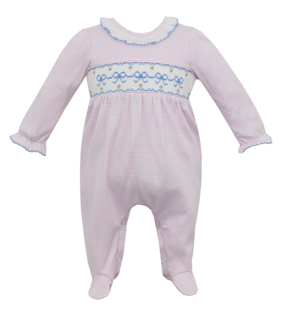 bows smocked knit footie - Patch & Pals
