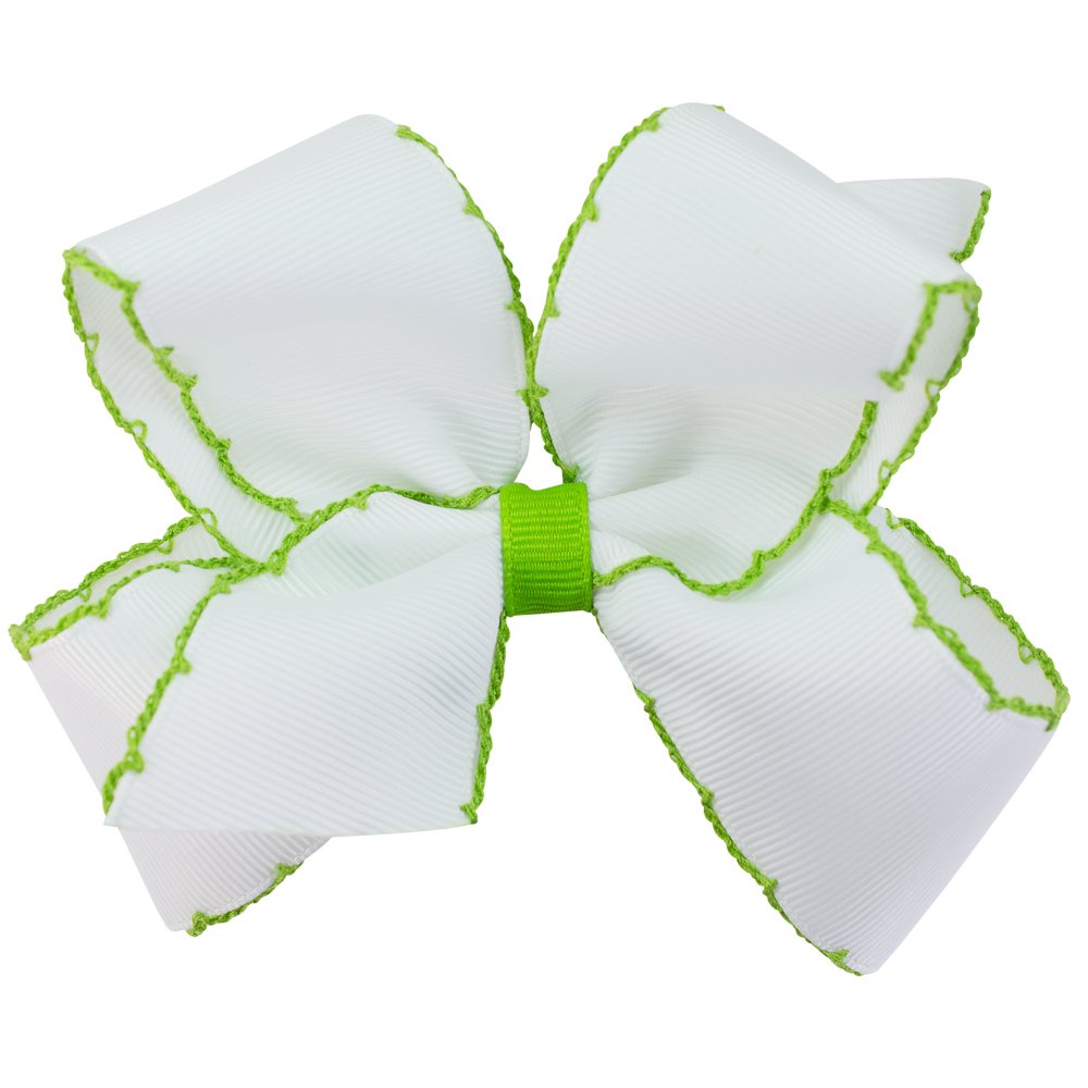 SMALL MOONSTITCH BOW - WHITE WITH GREEN - Made by McNamara