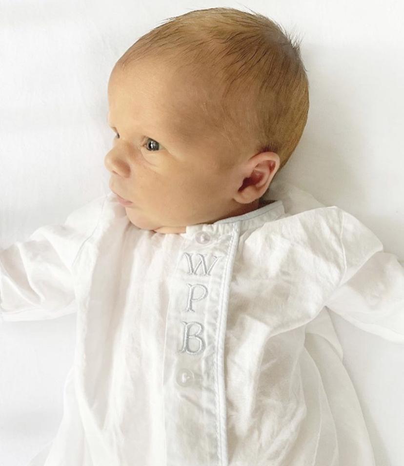 WELCOME LITTLE ONE DAYGOWN - WHITE AND BLUE - Made by McNamara