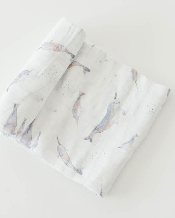 COTTON MUSLIN SWADDLE - NARWHAL - Made by McNamara