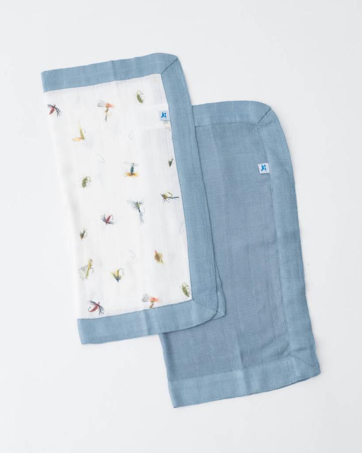 DELUXE MUSLIN SECURITY BLANKETS - GONE FISHING + SPRUCE - Made by McNamara