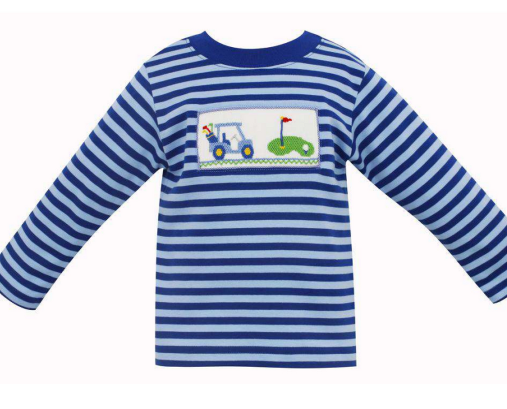 smocked knit long sleeve t shirt - golf - Patch & Pals