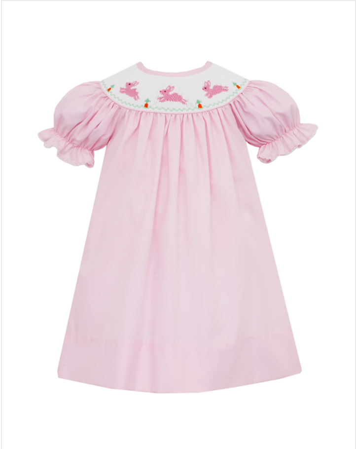 hop hop bunnies - pink bishop dress - Patch & Pals