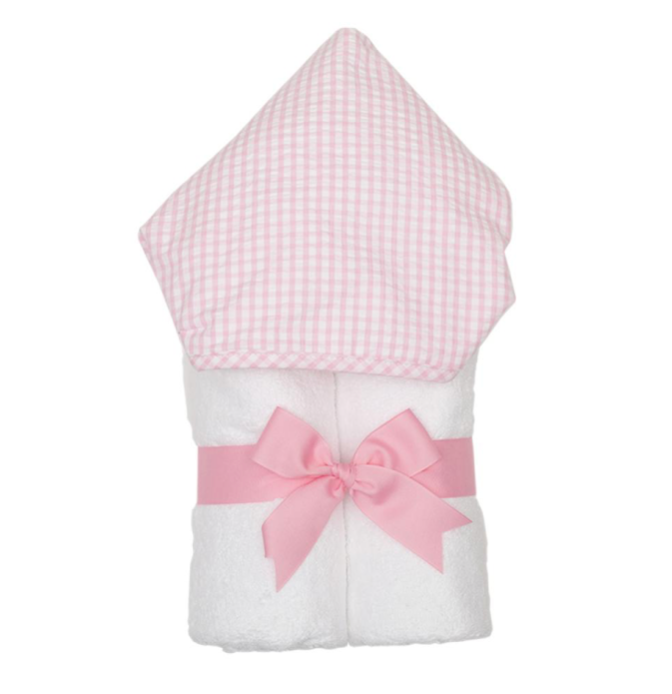hooded towel - pink gingham everykid towel - George & Co.