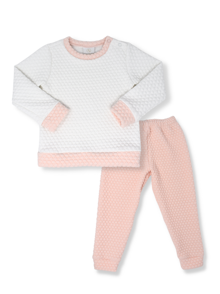 quilted sweatsuit - cream & pink - Patch & Pals