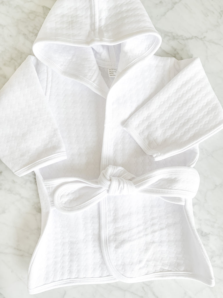 QUILTED COTTON ROBE - WHITE - Made by McNamara