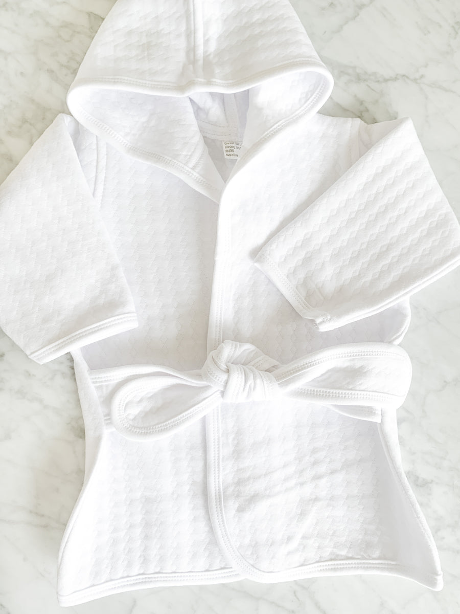 QUILTED COTTON ROBE - WHITE – George & Co.