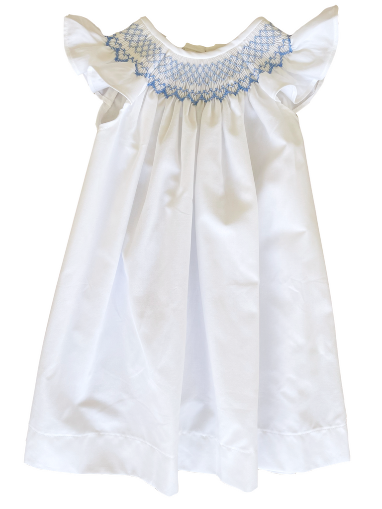 BONNIE WHITE & BLUE SMOCKED DRESS - Made by McNamara