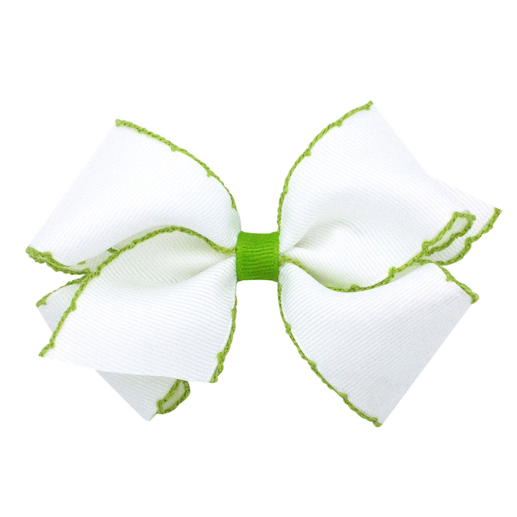 king moonstitch bow - white with lime - Made by McNamara