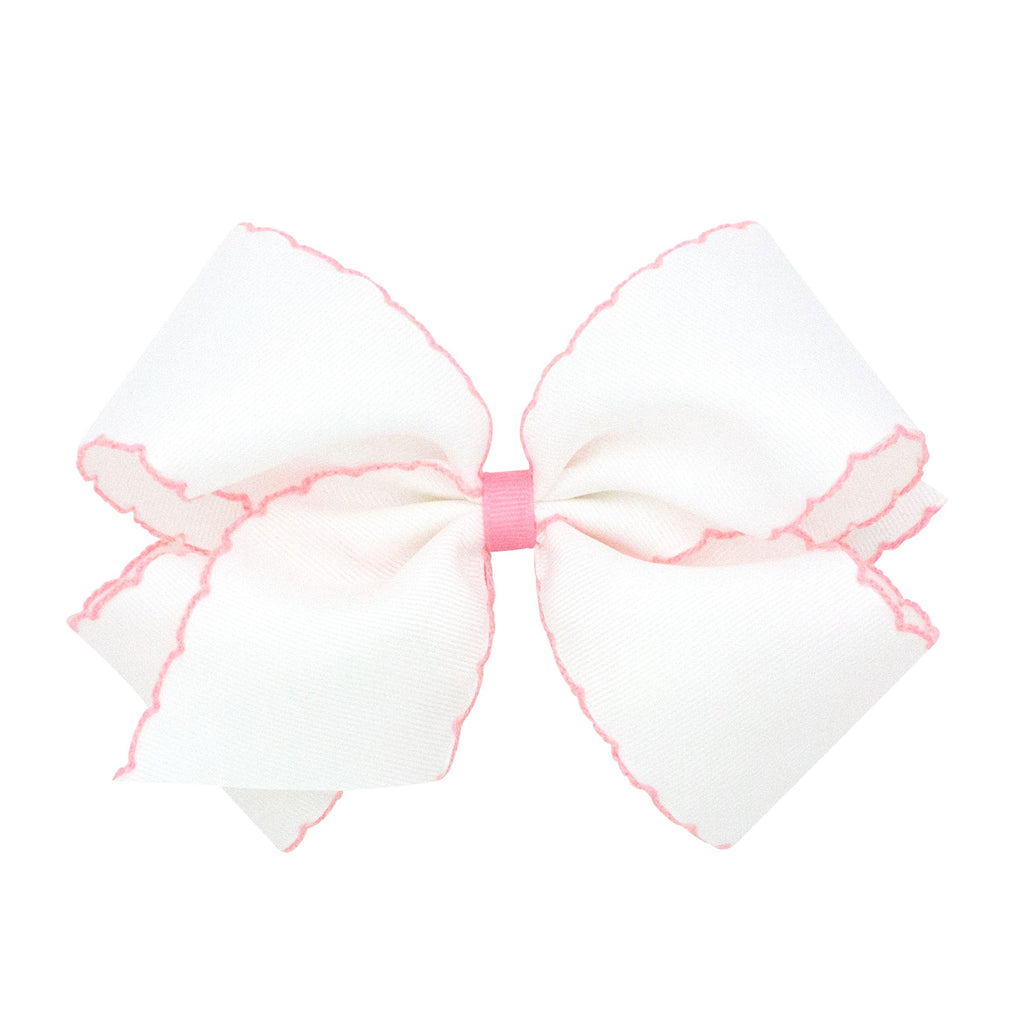 king moonstitch bow - white with light pink - Made by McNamara