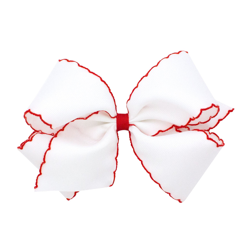king moonstitch bow - white with red - Made by McNamara