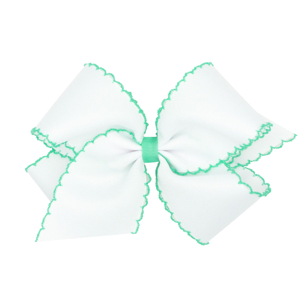 king moonstitch bow - white with light green - Made by McNamara
