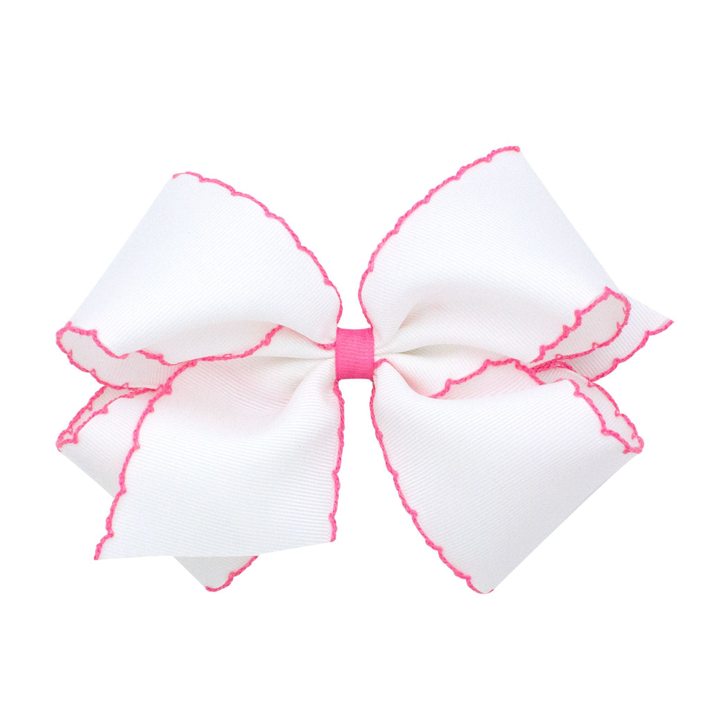 king moonstitch bow - white with pink - Made by McNamara