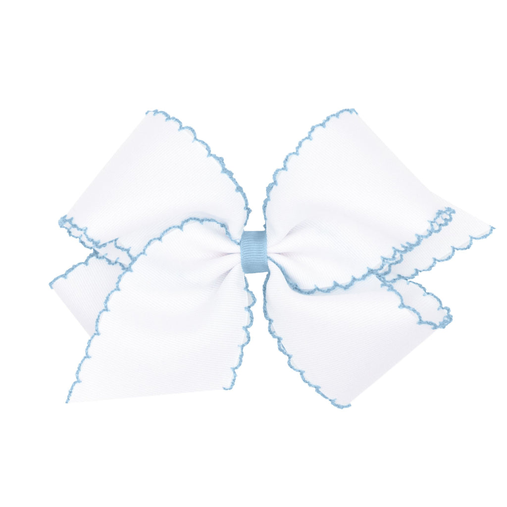 king moonstitch bow - white with light blue - Made by McNamara