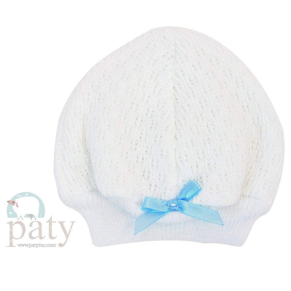 KNIT CAP WITH BOW - BLUE - Made by McNamara
